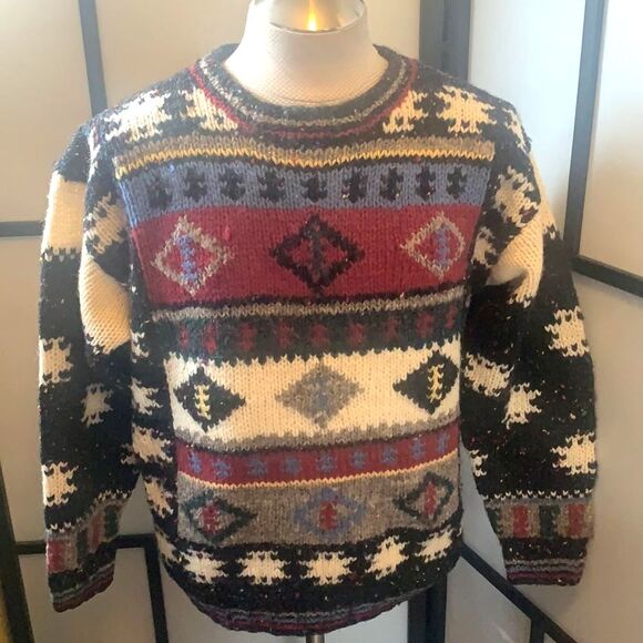 Vintage Woolrich Sweater Women's Large Wool Fair Isle Crewneck Pullover Grandma - Picture 1 of 9